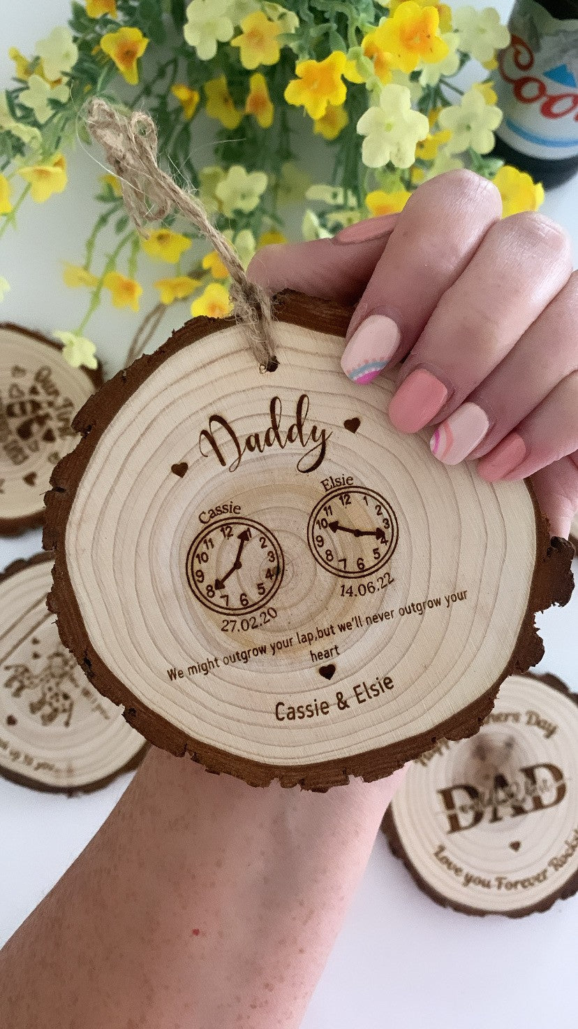 Personalised “Daddy” Clock - Wooden Engraved Disc