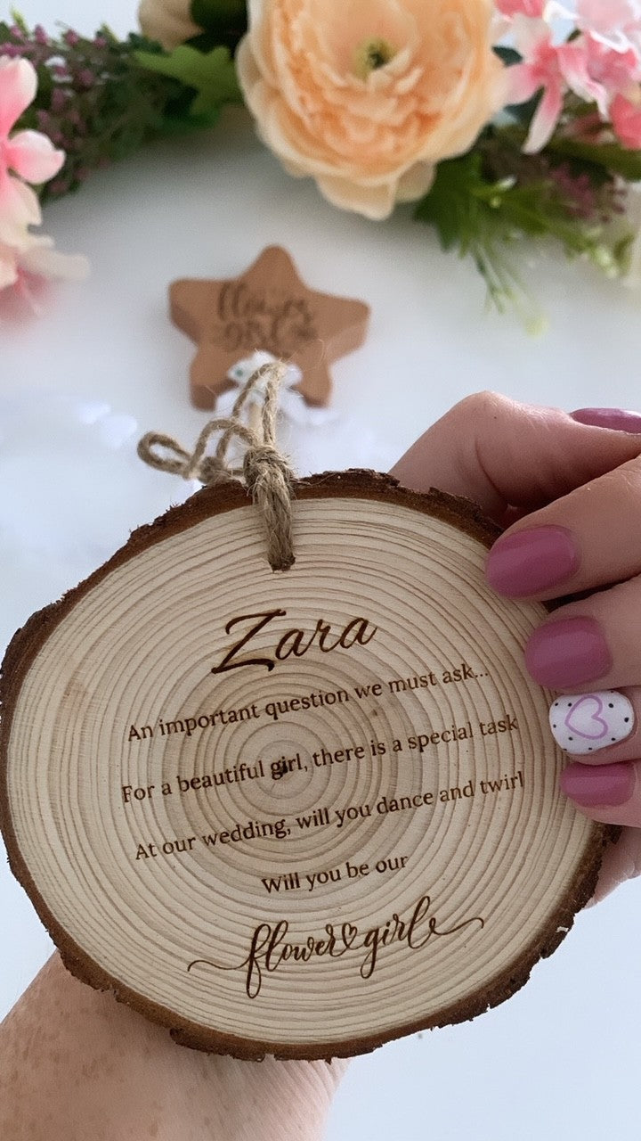 Flower Girl Proposal Wooden Disc