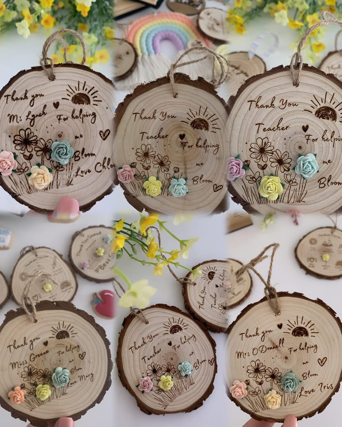 Thank You for Helping me Bloom - Wooden Engraved Disc