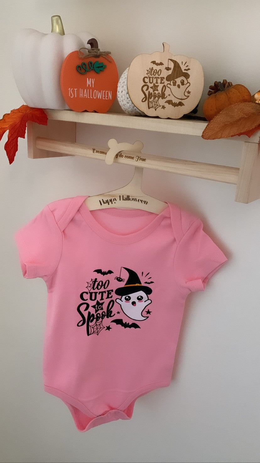 Too Cute to Spook Wooden Pumpkin | Baby Halloween Keepsake