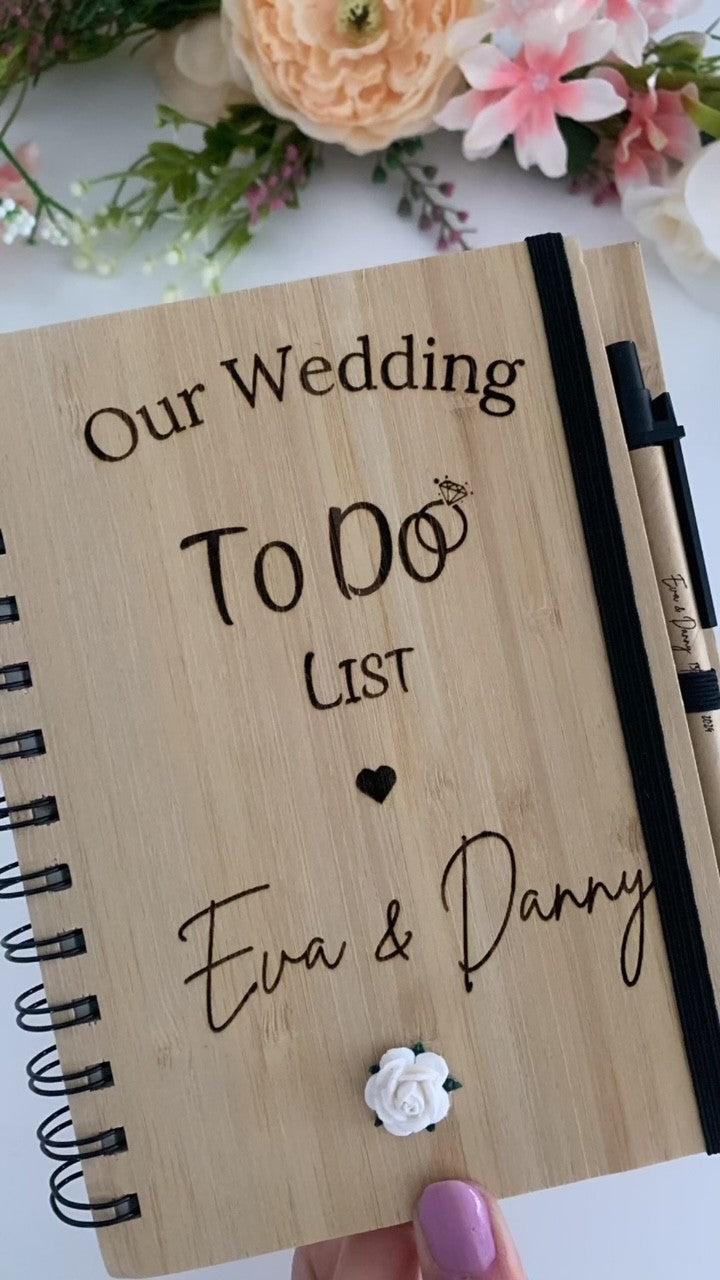 Wedding to do List Wooden Book