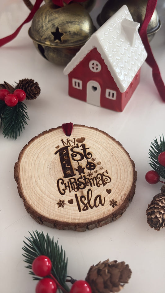 Personalised My First Christmas Wooden Decoration | Baby's First Christmas Keepsake