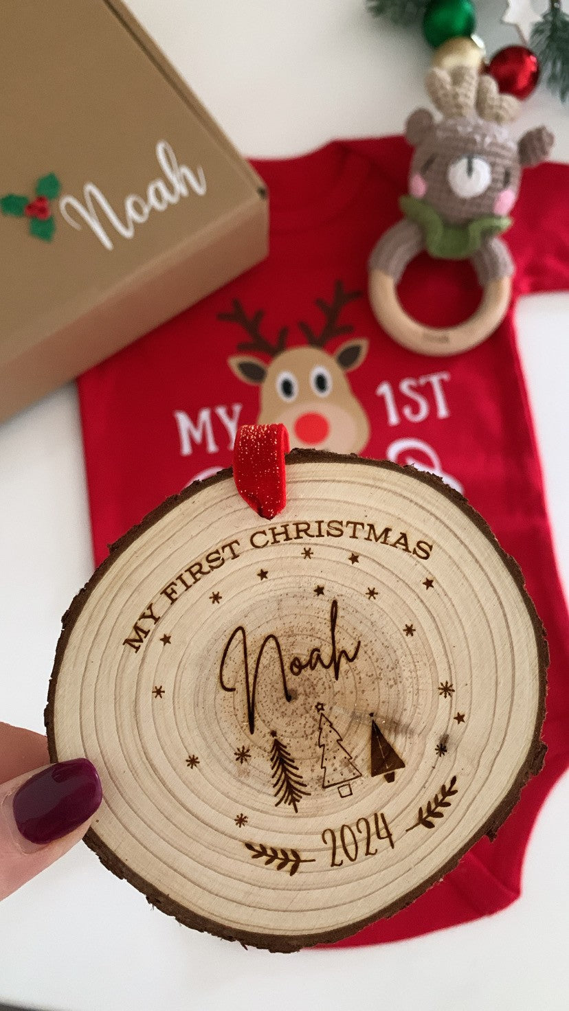 My First Christmas 2025 Wooden Engraved Disc