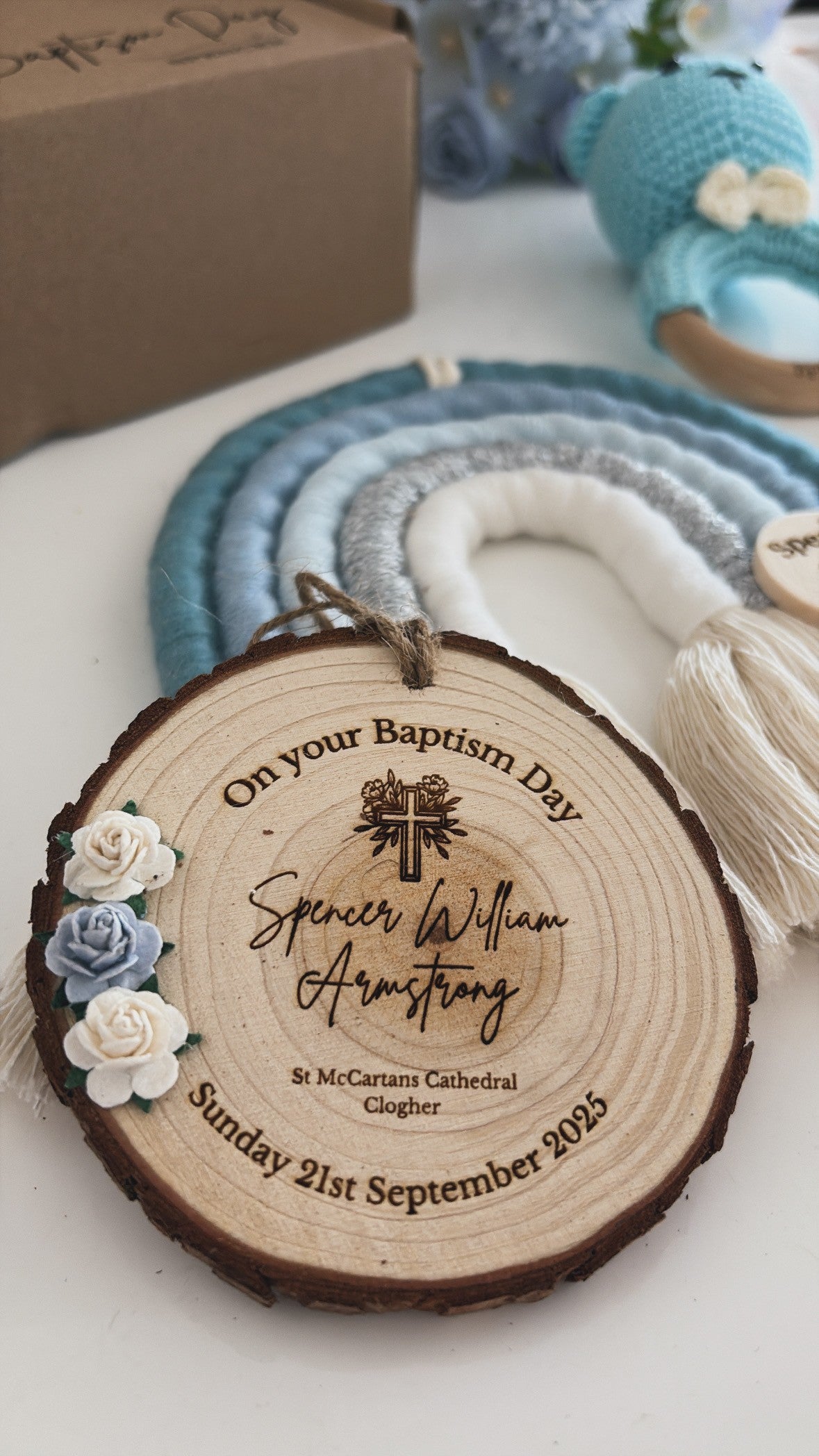 Personalised Baptism Wooden Engraved Disc