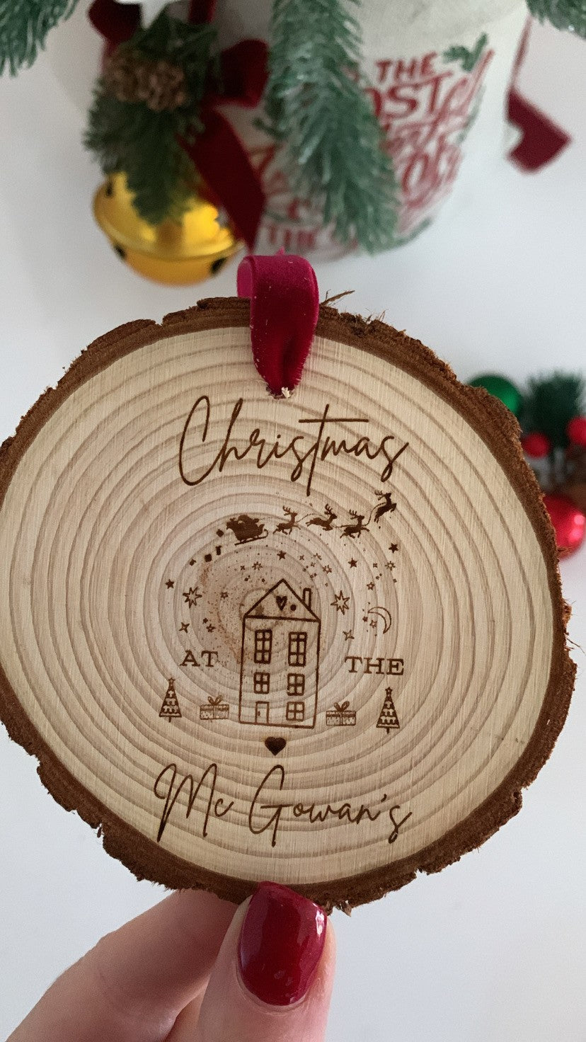 Personalised Christmas at the O’Neill’s wooden engraved ornament