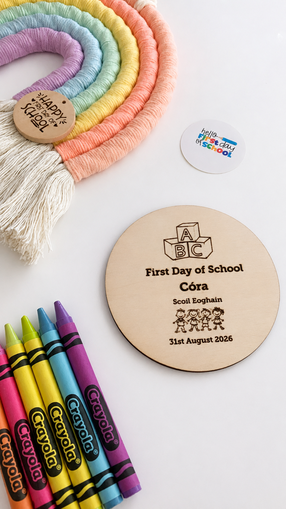 Personalised First Day of School Wooden Engraved Flat Disc