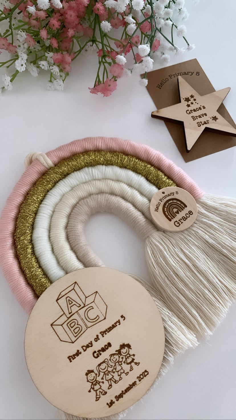 Personalised First Day of School Wooden Engraved Flat Disc