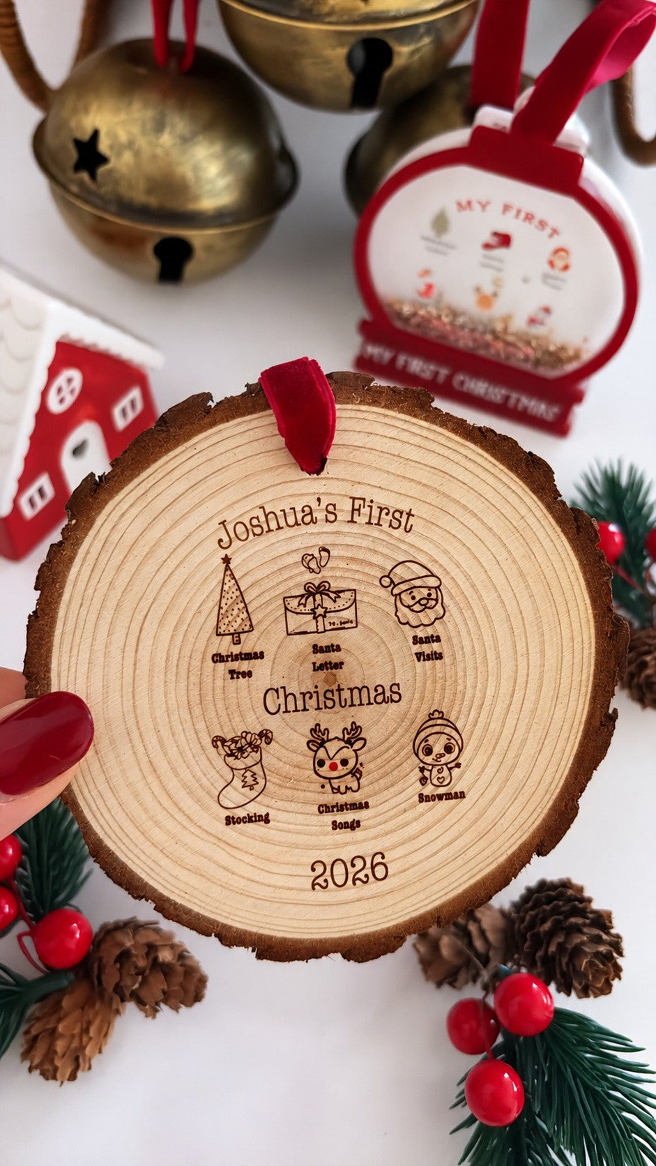 Baby’s First Christmas  2026 Wooden Engraved Disc