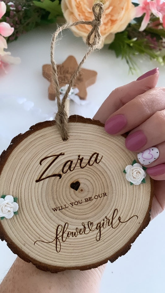 Flower Girl Proposal Wooden Disc