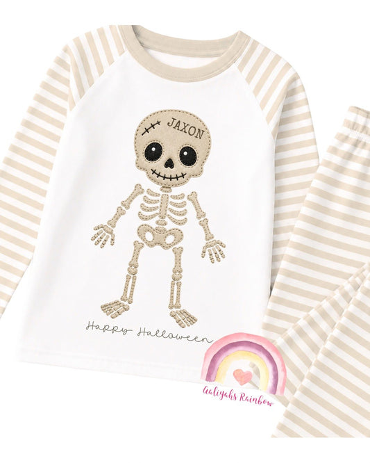 Personalised Boys Halloween Skeleton Pyjamas