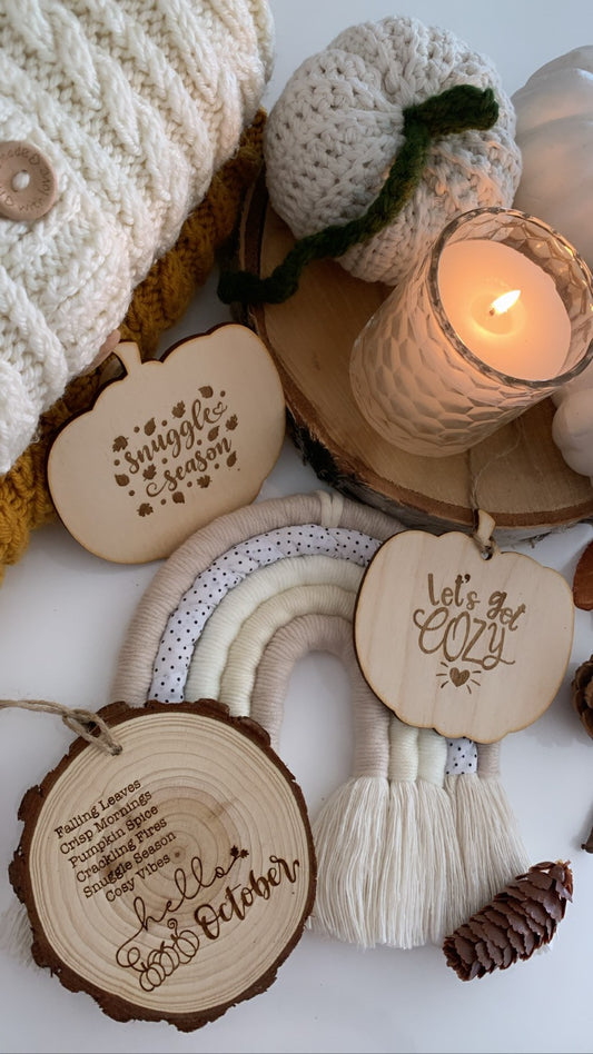Hello October Wooden Engraved Disc