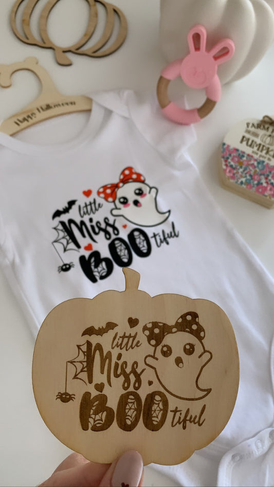 Little Miss BOOtiful Wooden Pumpkin