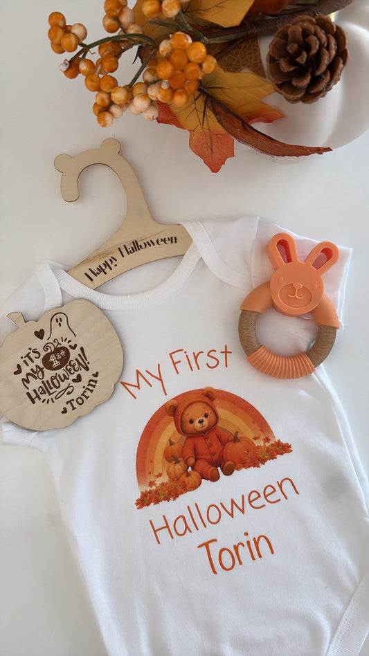 My First Halloween Personalised Wooden Pumpkin