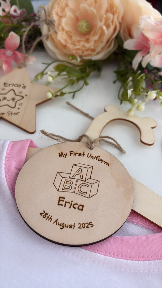 Personalised My First Uniform Hanger Tag