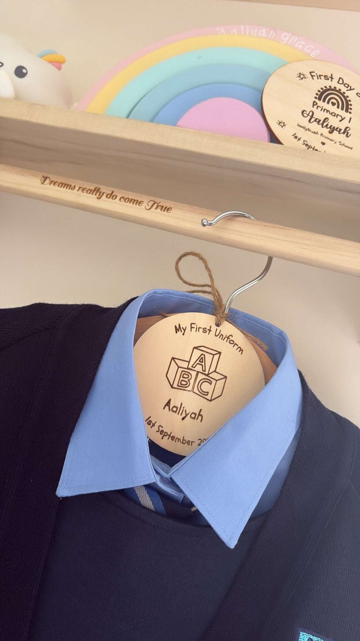 Personalised My First Uniform Hanger Tag