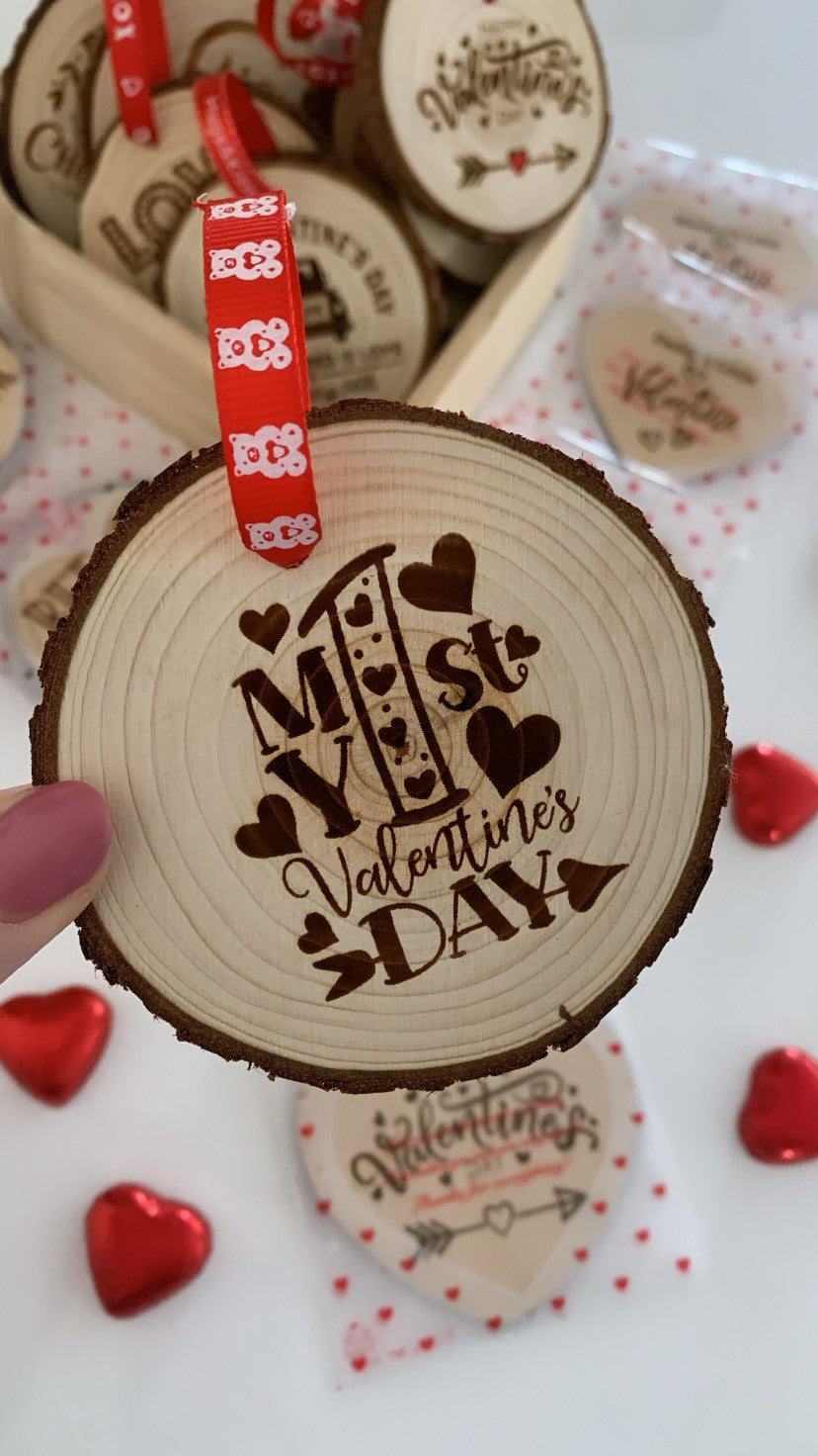 My 1st Valentine’s Day Wooden Engraved Disc