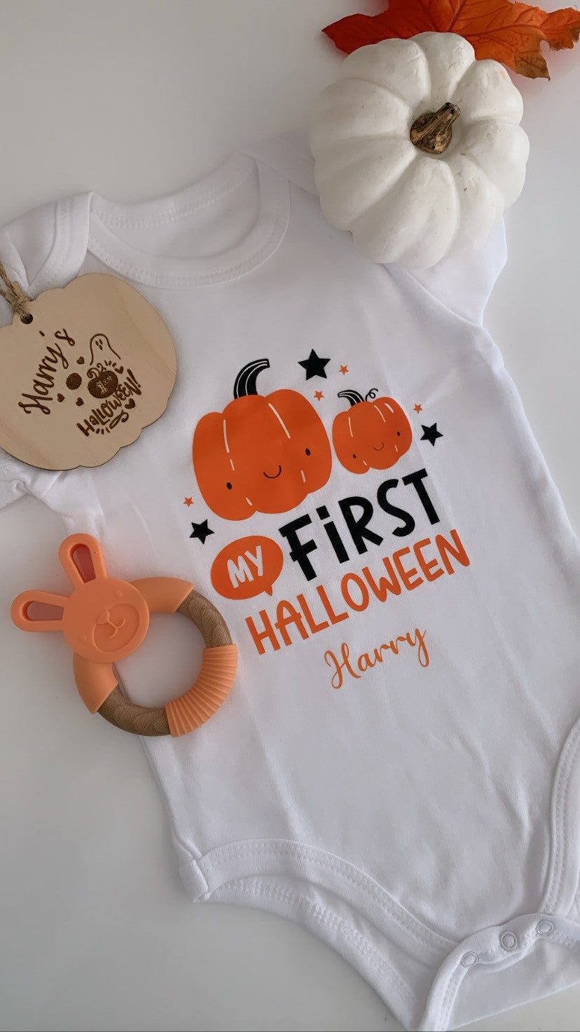 My First Halloween Personalised Wooden Pumpkin