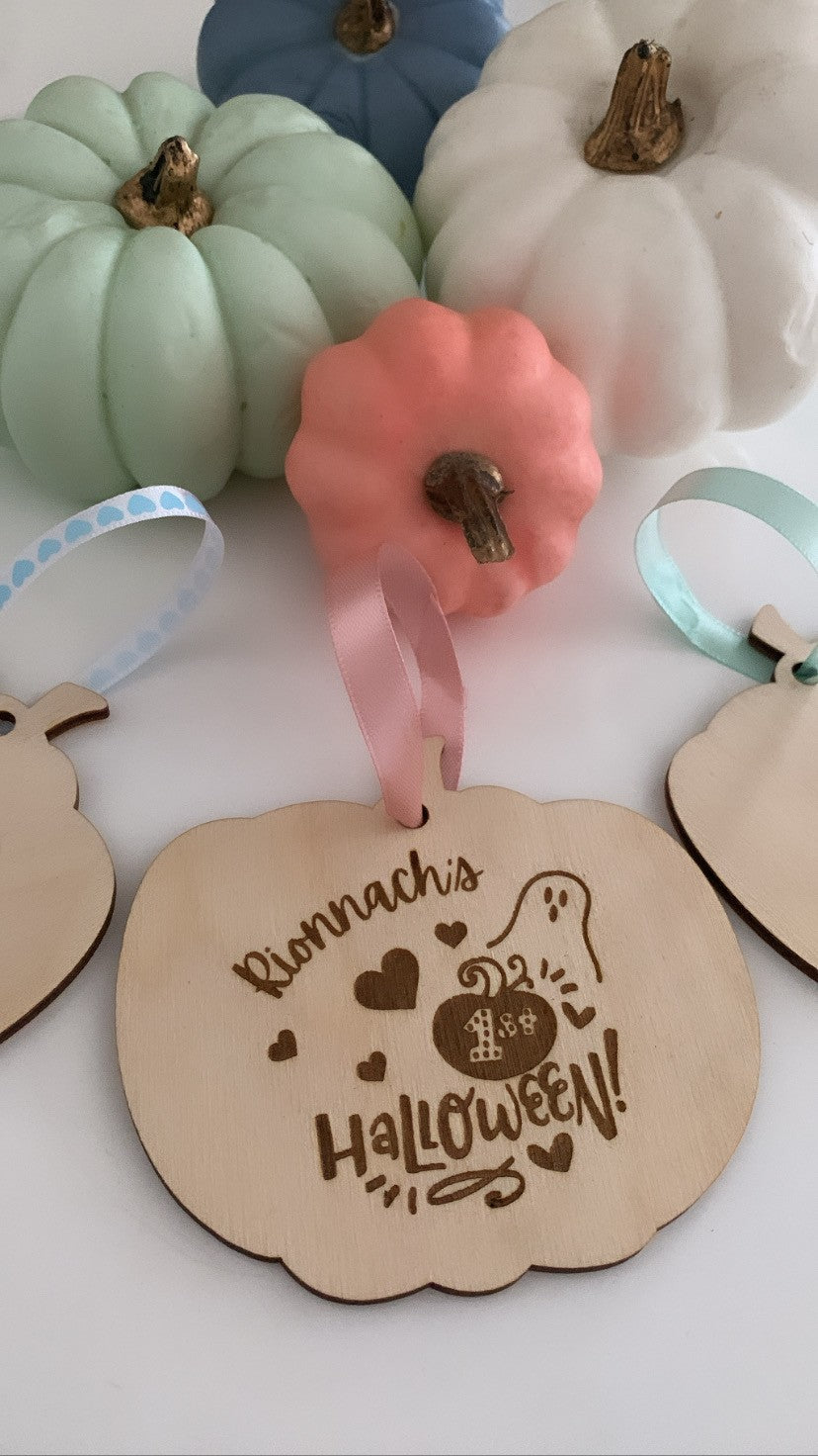 My First Halloween Personalised Wooden Pumpkin