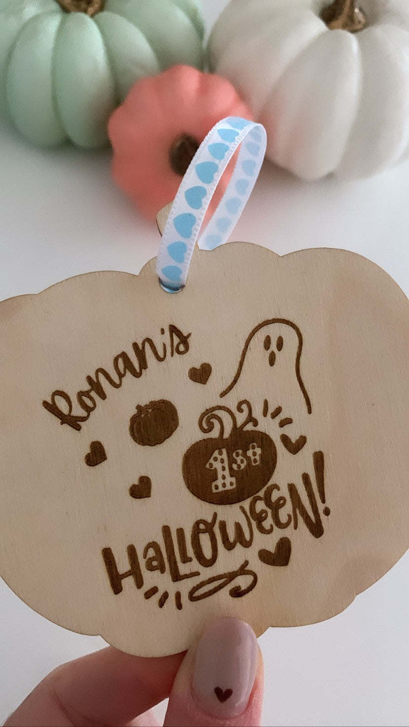 My First Halloween Personalised Wooden Pumpkin