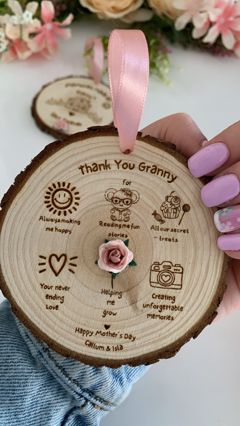 Thank You Granny Doodles – Wooden Engraved Disc