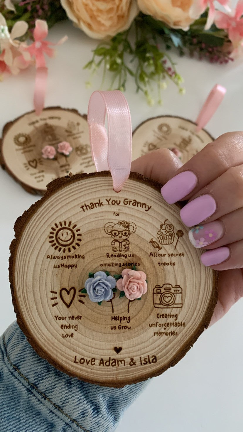 Thank You Granny Doodles – Wooden Engraved Disc