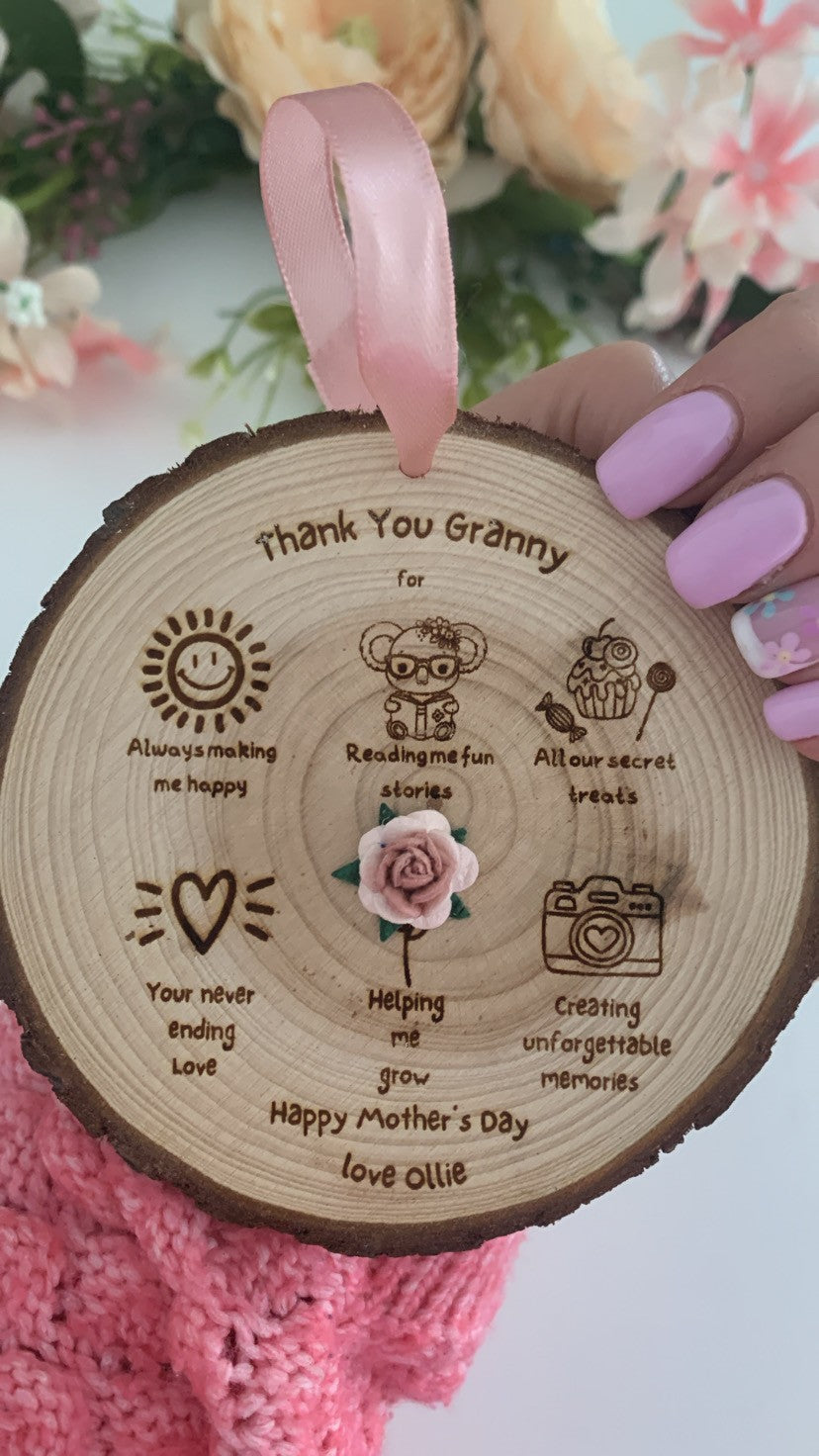 Thank You Granny Doodles – Wooden Engraved Disc