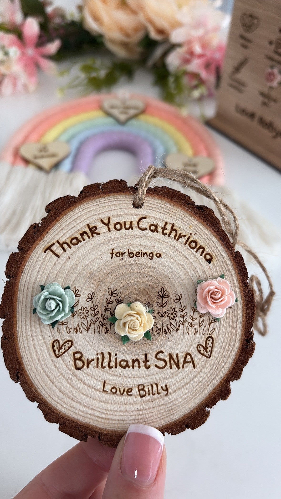 Unique personalised SNA thank you disc wood slice gift for Special Needs Assistant