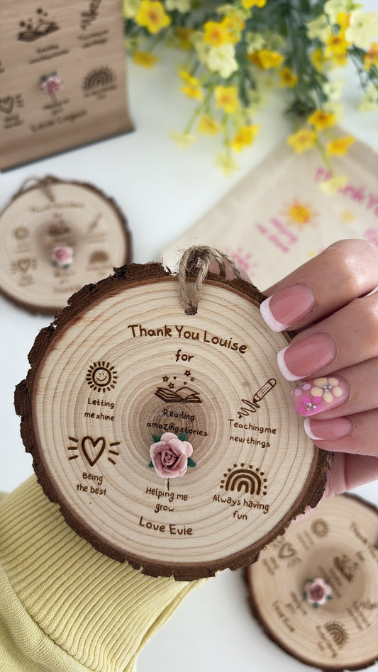 Thank You Teacher Doodles - Wooden Engraved Disc