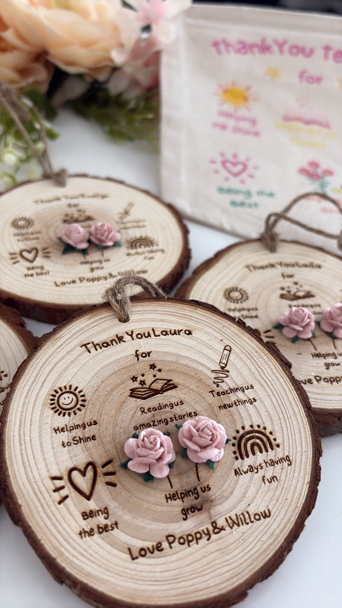 Thank You Teacher Doodles - Wooden Engraved Disc