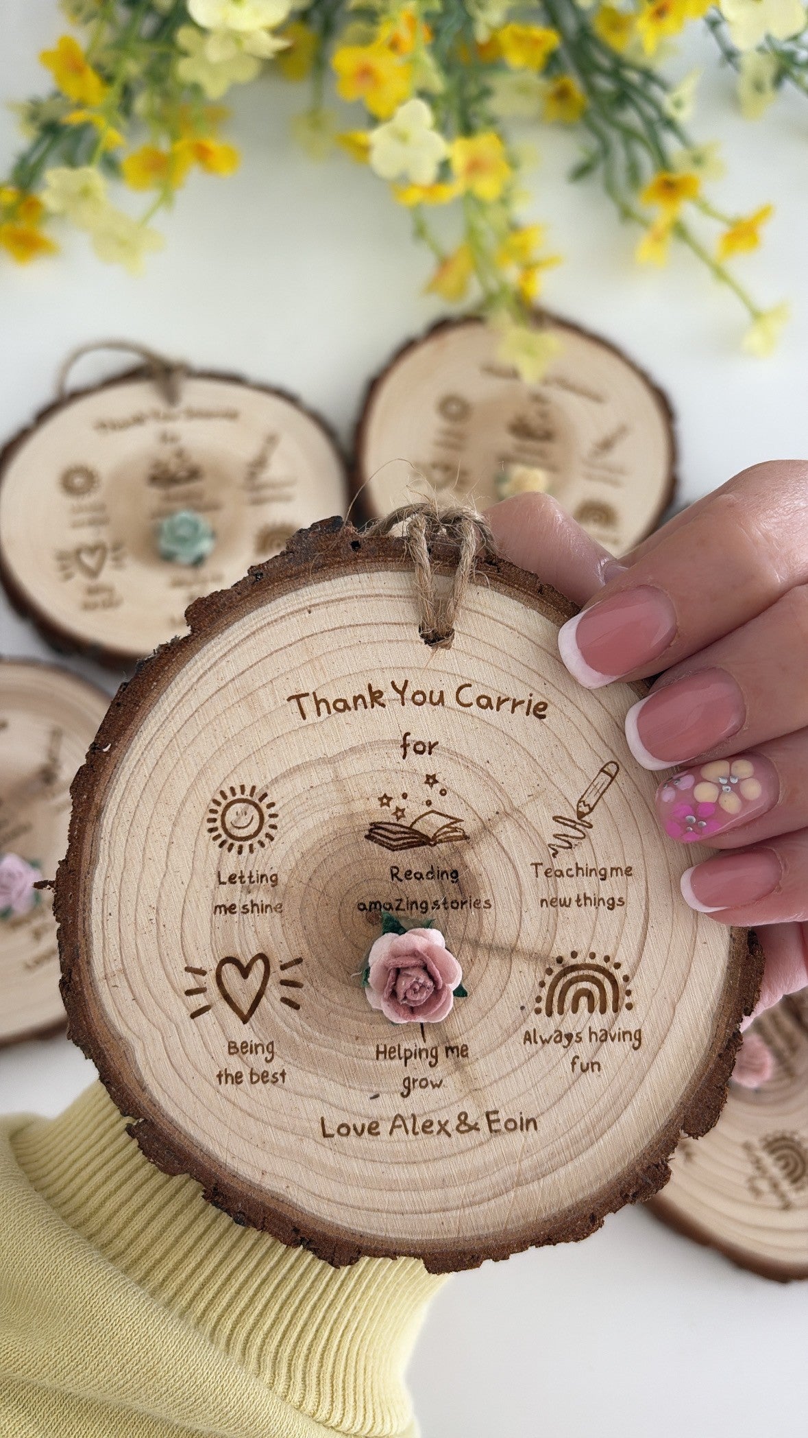 Thank You Teacher Doodles - Wooden Engraved Disc
