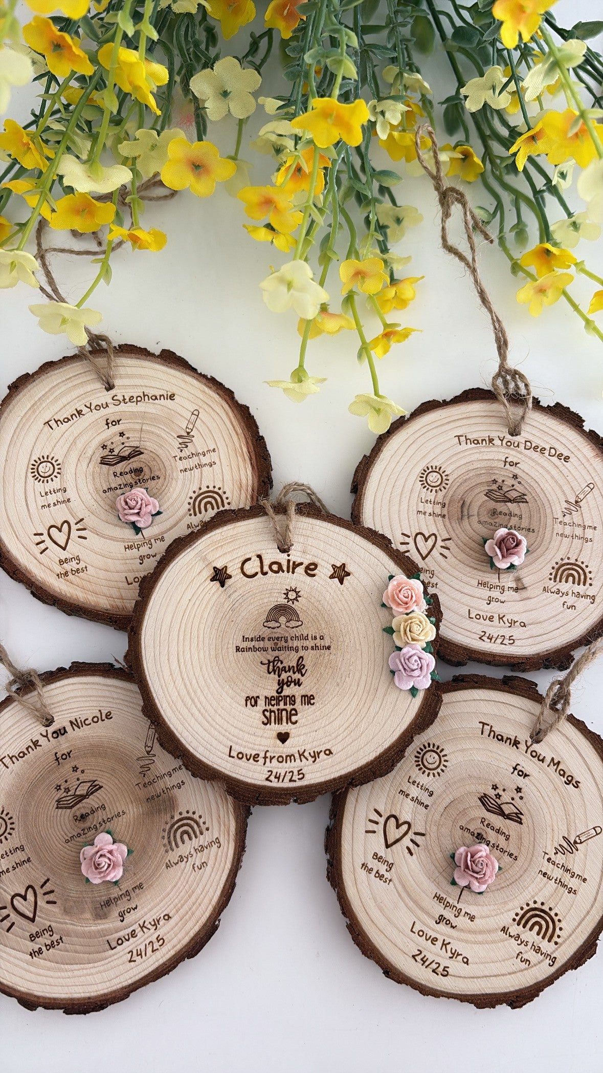 Thank You Teacher Doodles - Wooden Engraved Disc