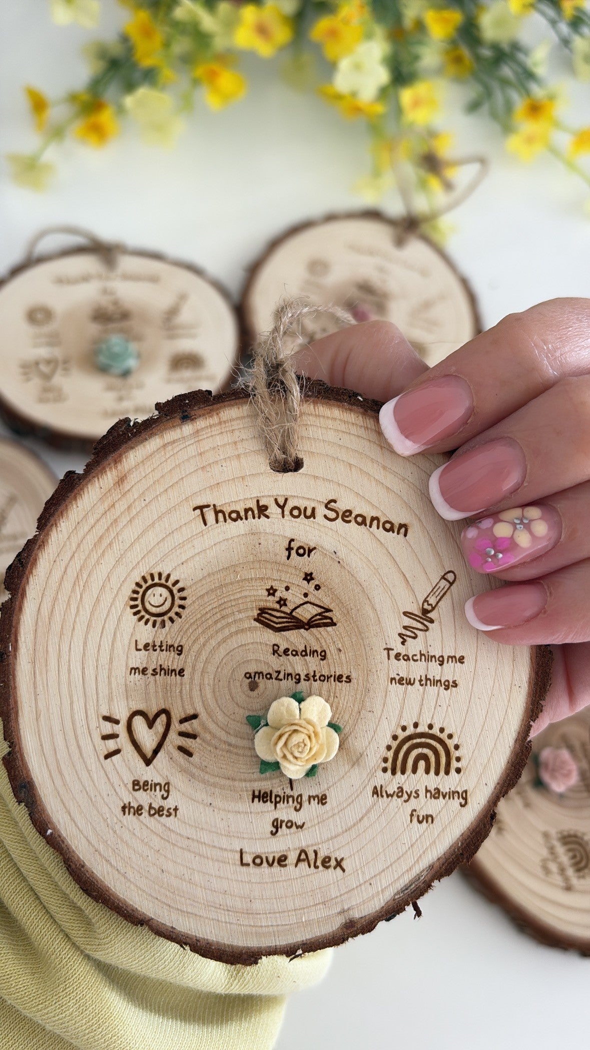 Thank You Teacher Doodles - Wooden Engraved Disc