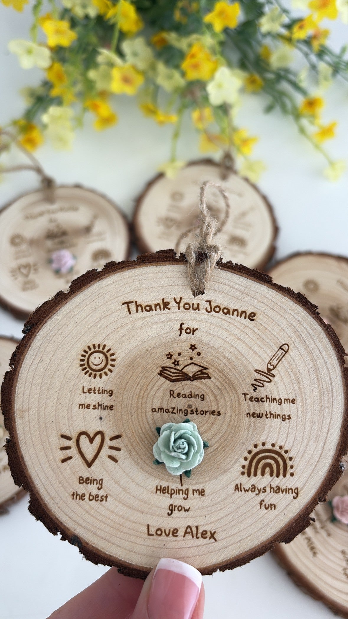 Thank You Teacher Doodles - Wooden Engraved Disc