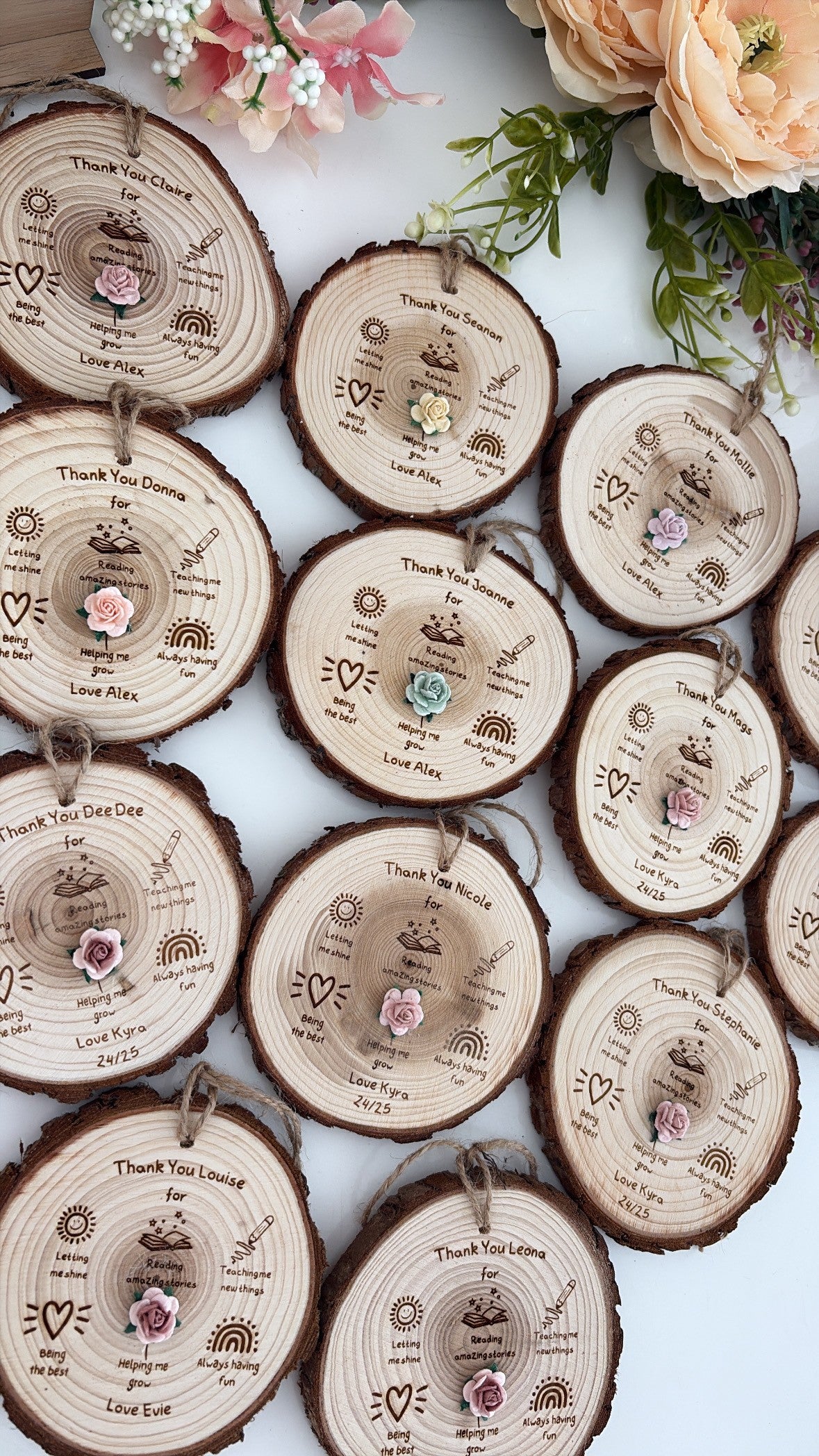 Thank You Teacher Doodles - Wooden Engraved Disc