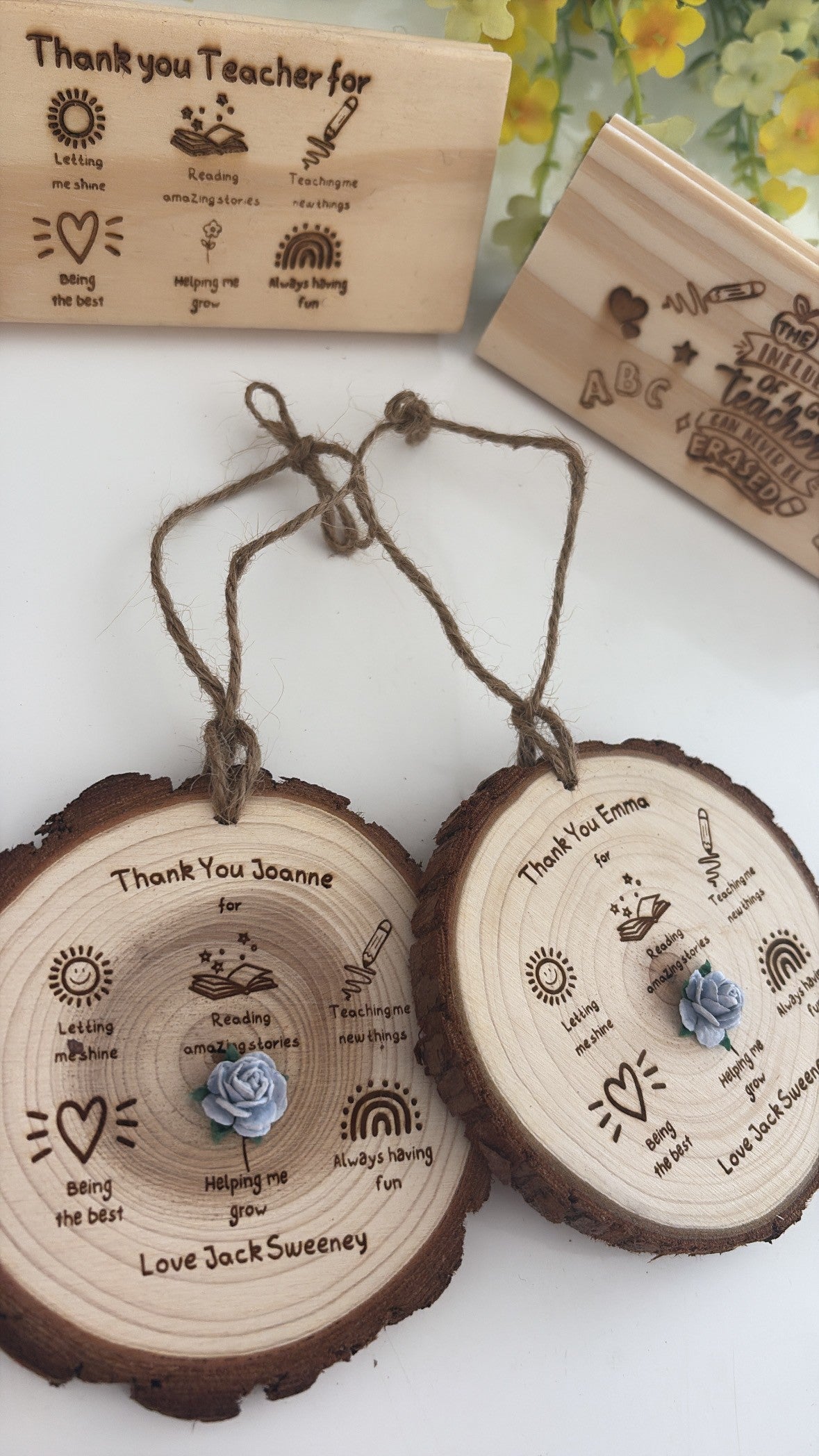 Thank You Teacher Doodles - Wooden Engraved Disc