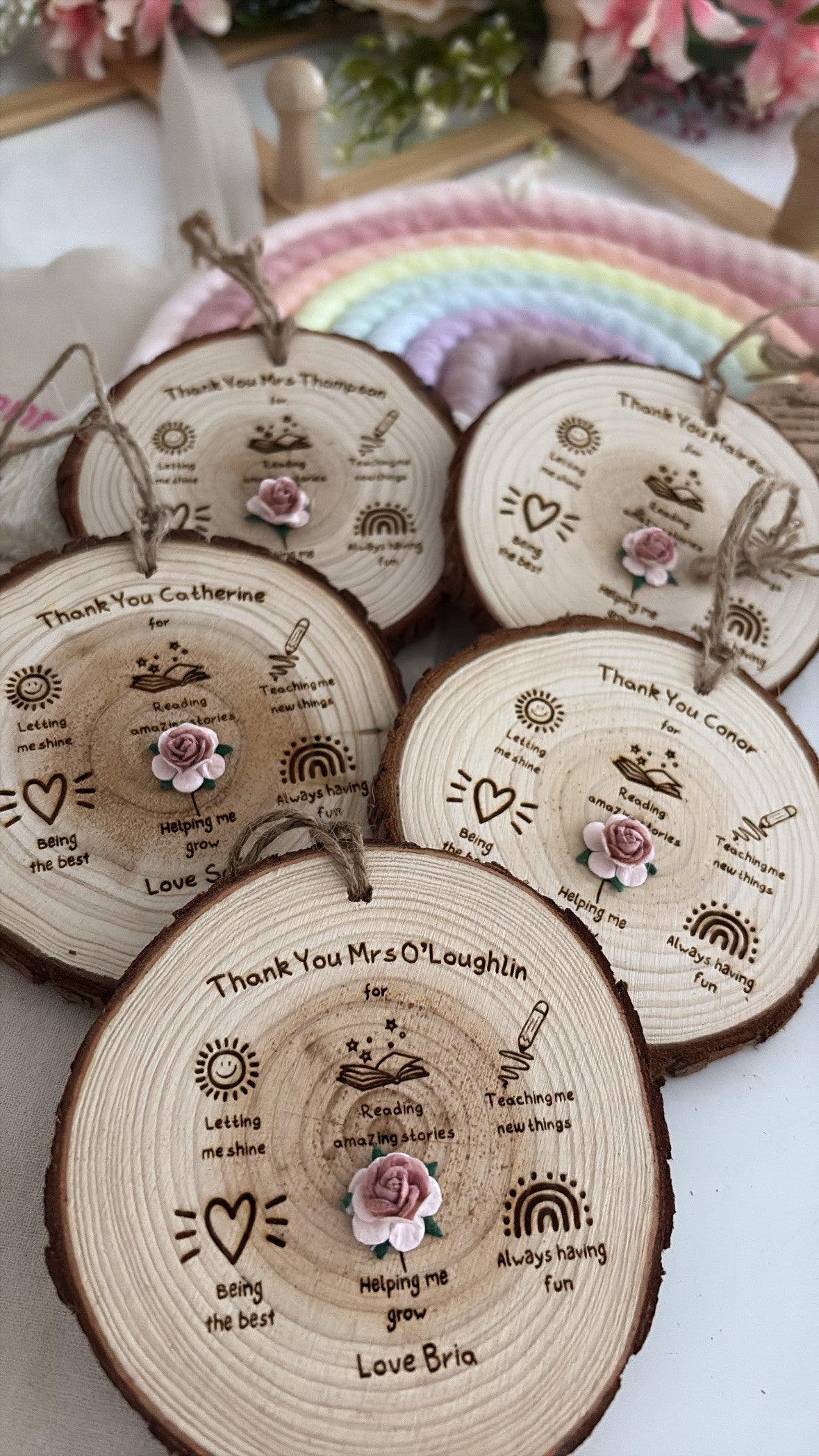 Thank You Teacher Doodles - Wooden Engraved Disc
