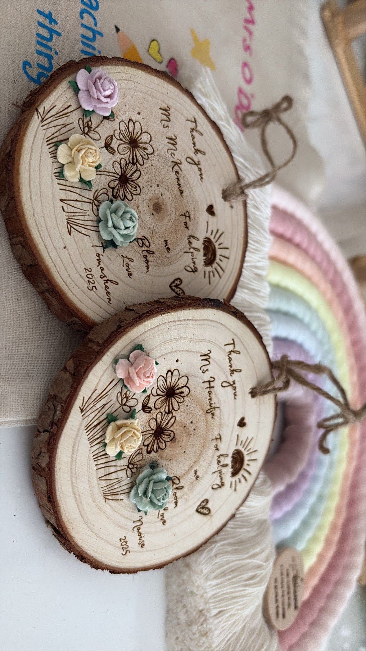 Thank You for Helping me Bloom - Wooden Engraved Disc
