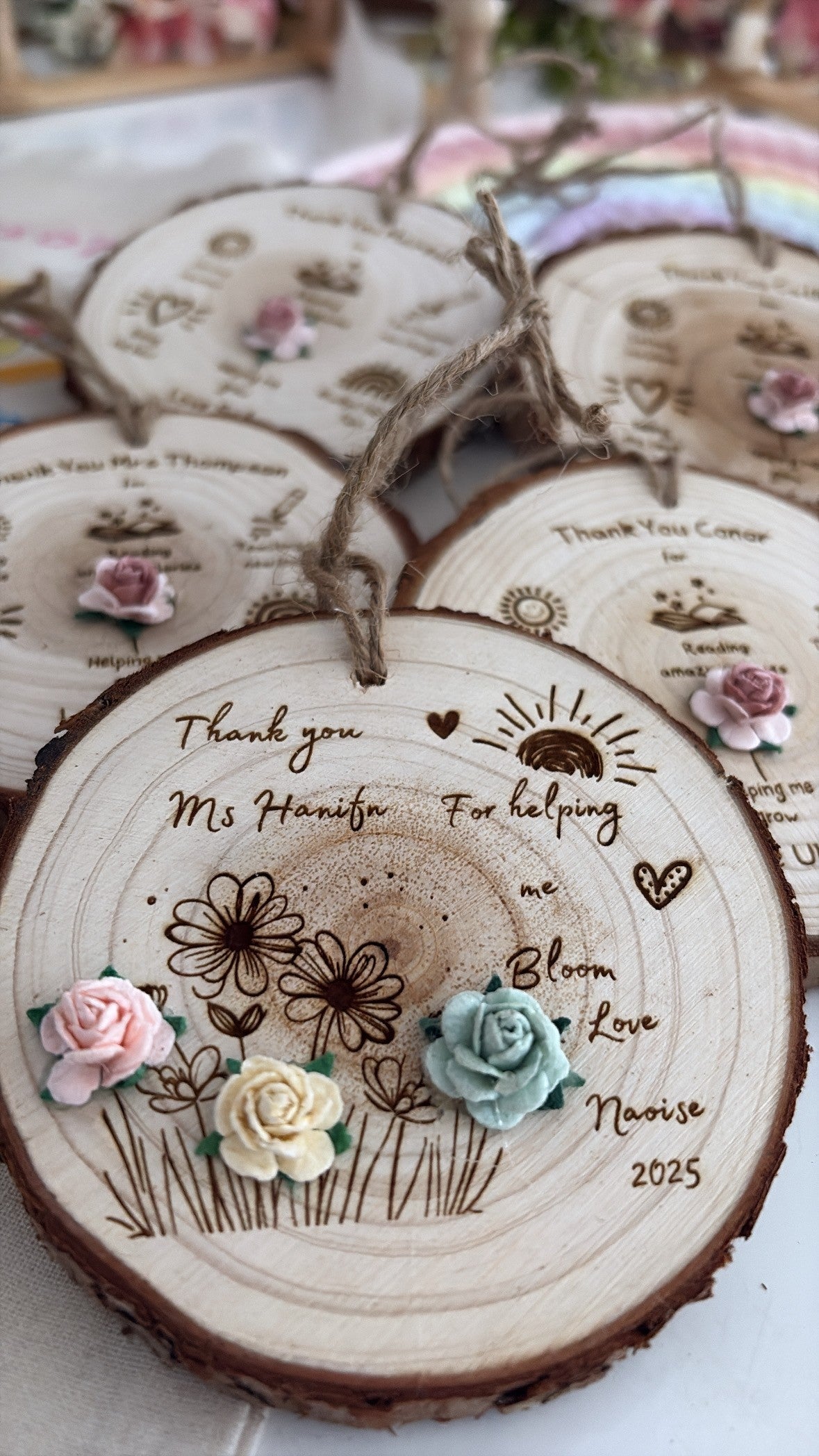 Thank You for Helping me Bloom - Wooden Engraved Disc