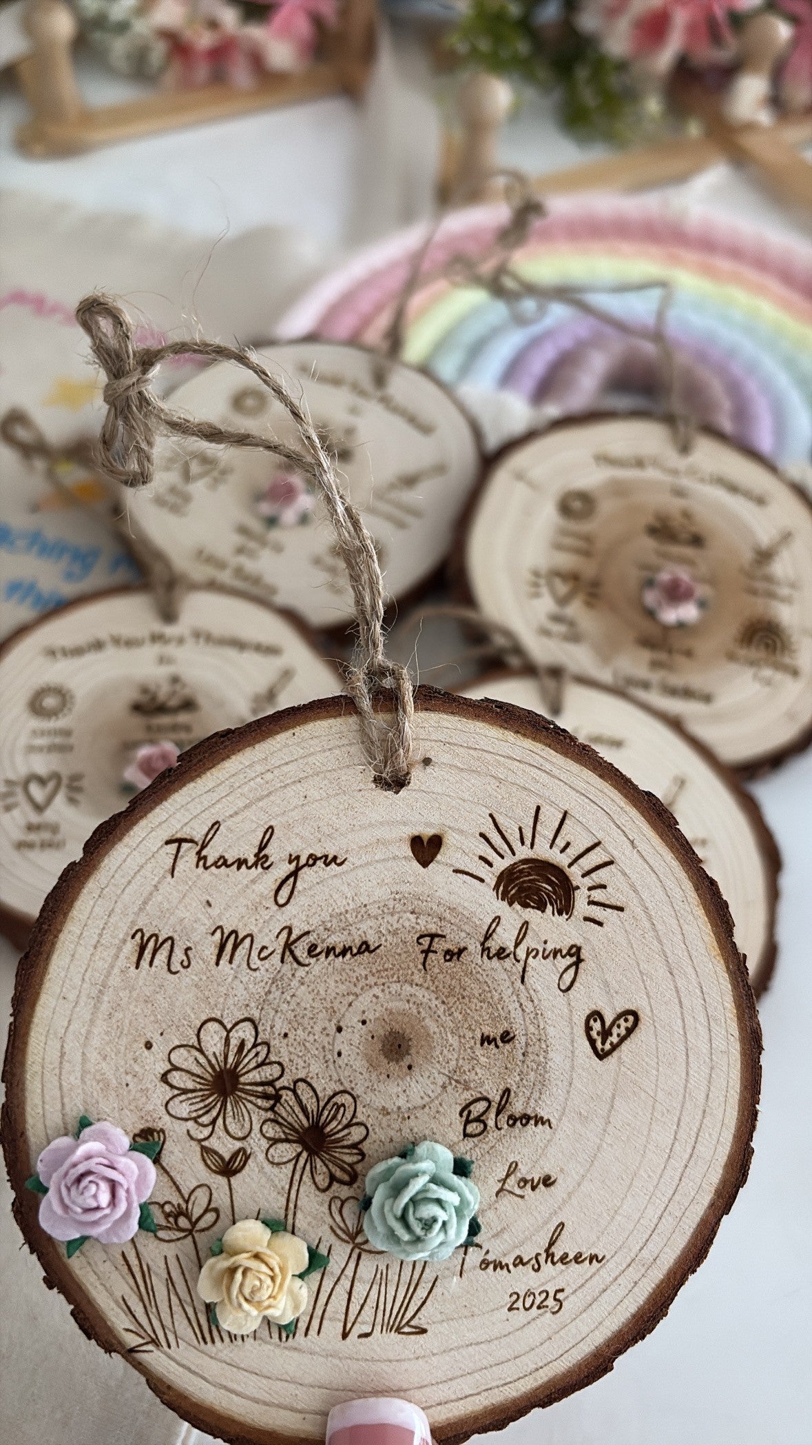 Thank You for Helping me Bloom - Wooden Engraved Disc