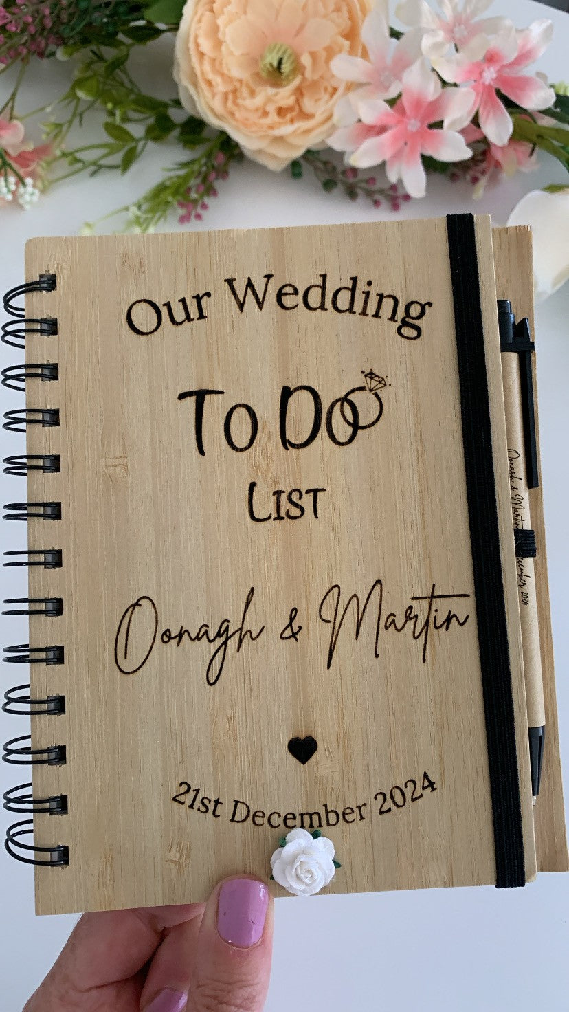 Wedding to do List Wooden Book