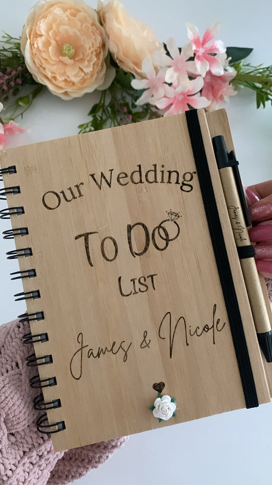 Wedding to do List Wooden Book