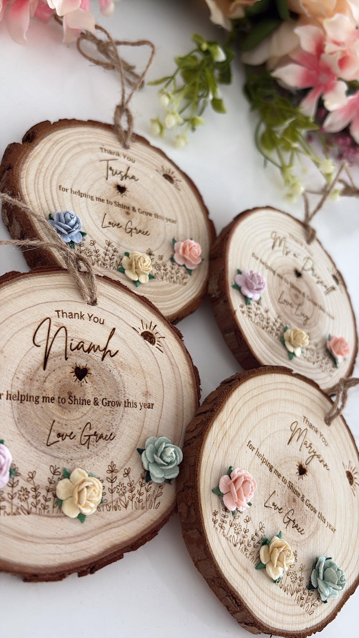 Personalised Teacher Thank You Gift – “Shine & Grow” Wooden Engraved Disc