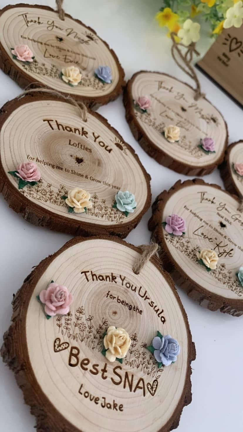 Engraved wooden teacher gift Ireland shine and grow personalised keepsake