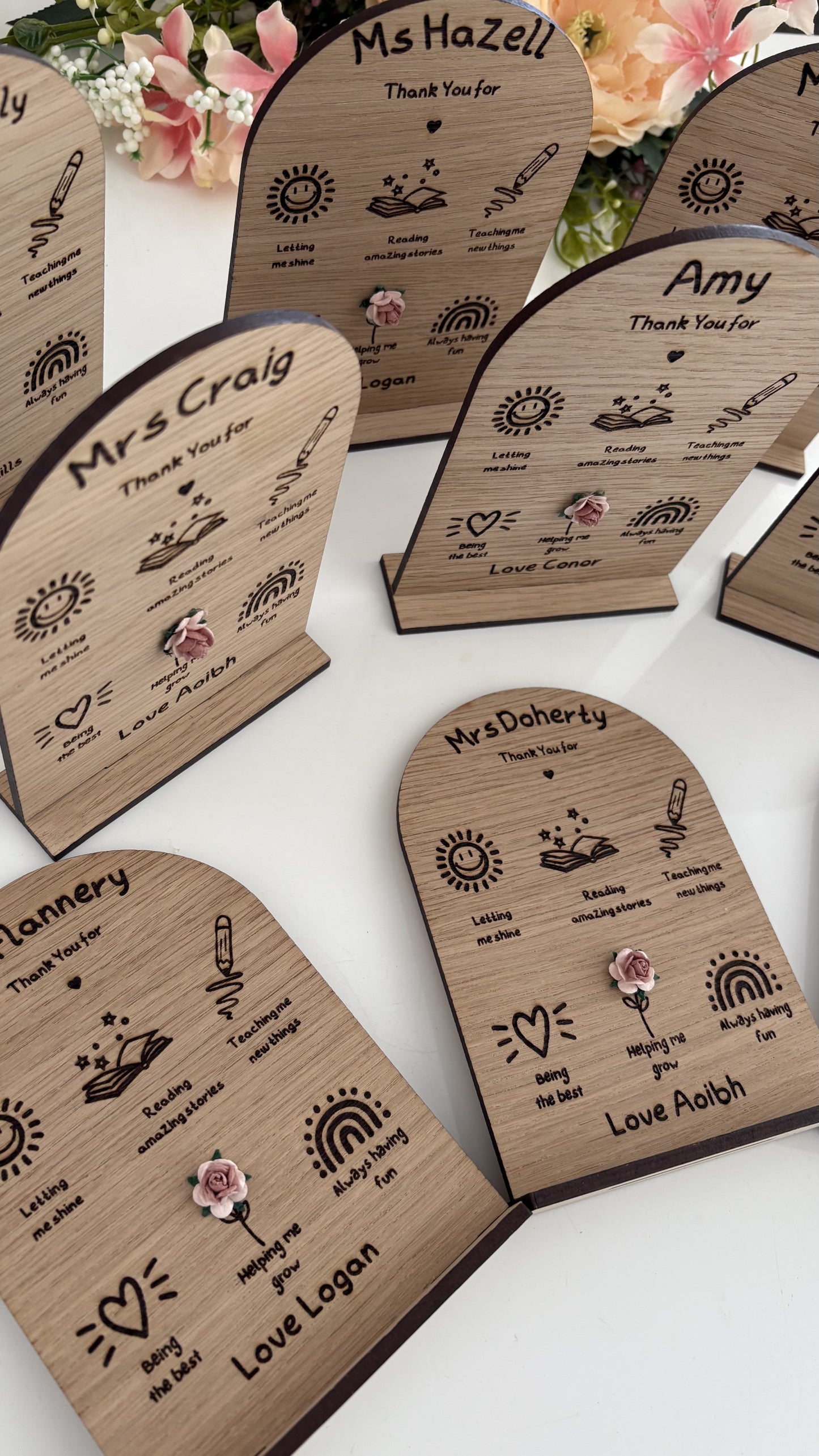 Unique personalised teacher gift wooden doodle plaque any teacher Ireland UK