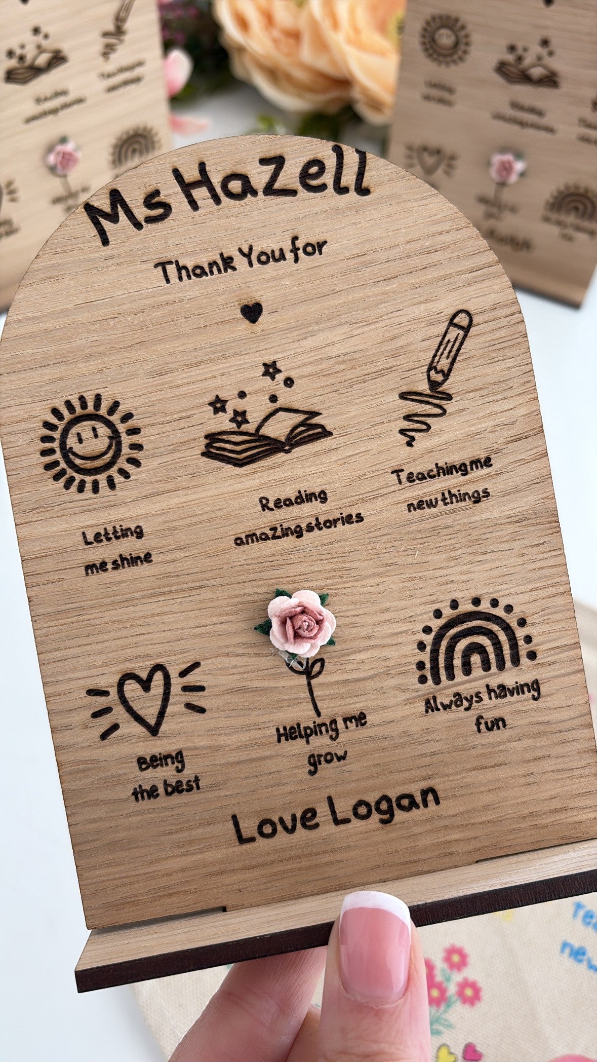 Personalised teacher gift Ireland unique doodle wooden plaque for any teacher handmade