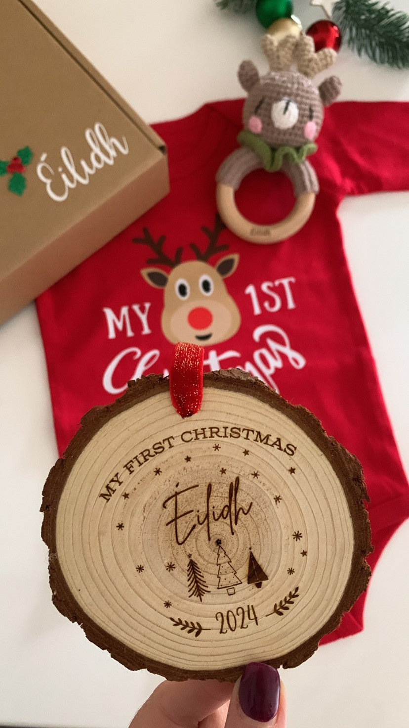My First Christmas 2025 Wooden Engraved Disc