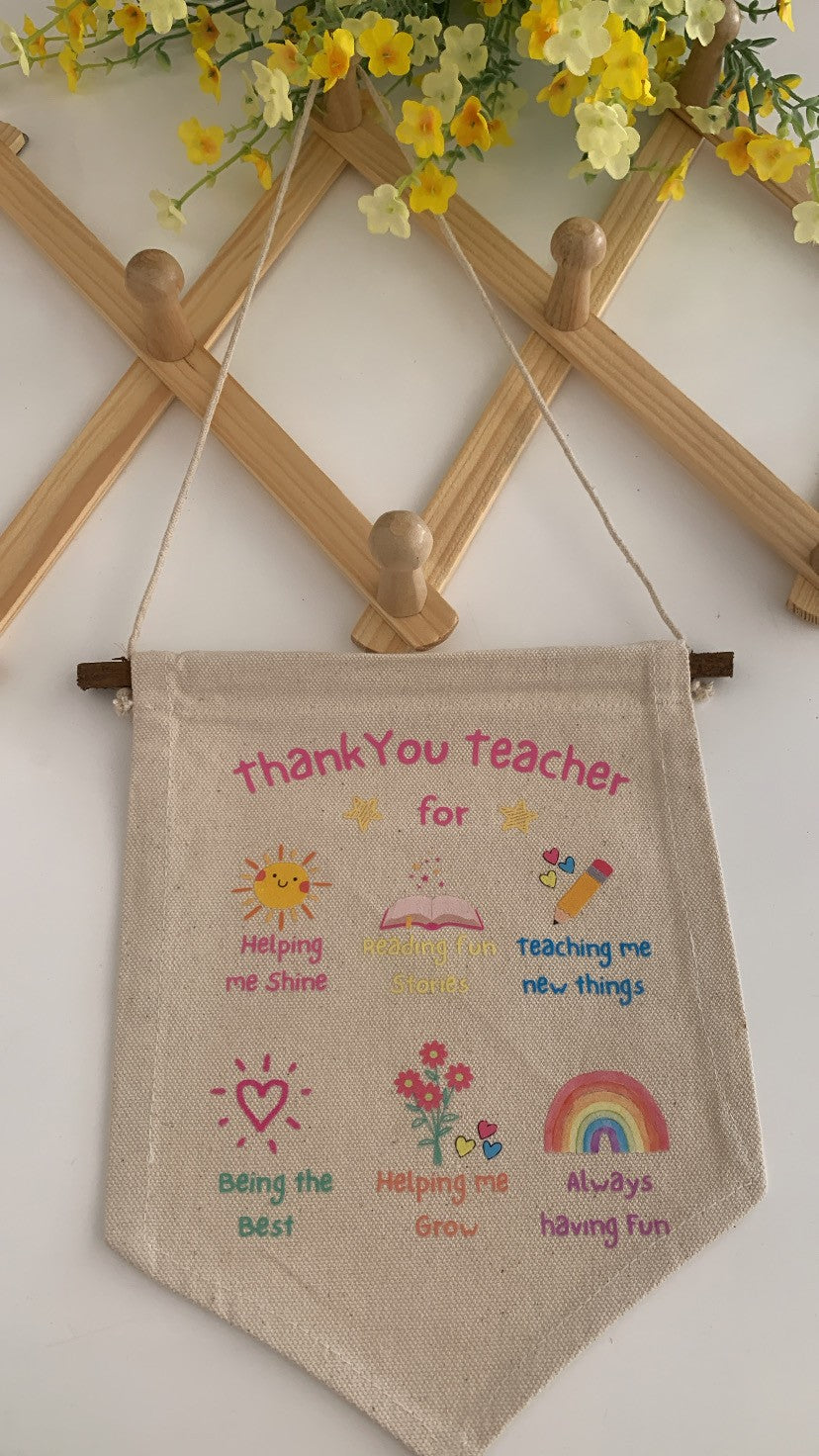 Thank you teacher banner gift Ireland fabric wall hanging teacher appreciation gift