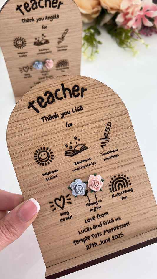 Personalised Teacher Gift | Unique Doodle Plaque for Teacher